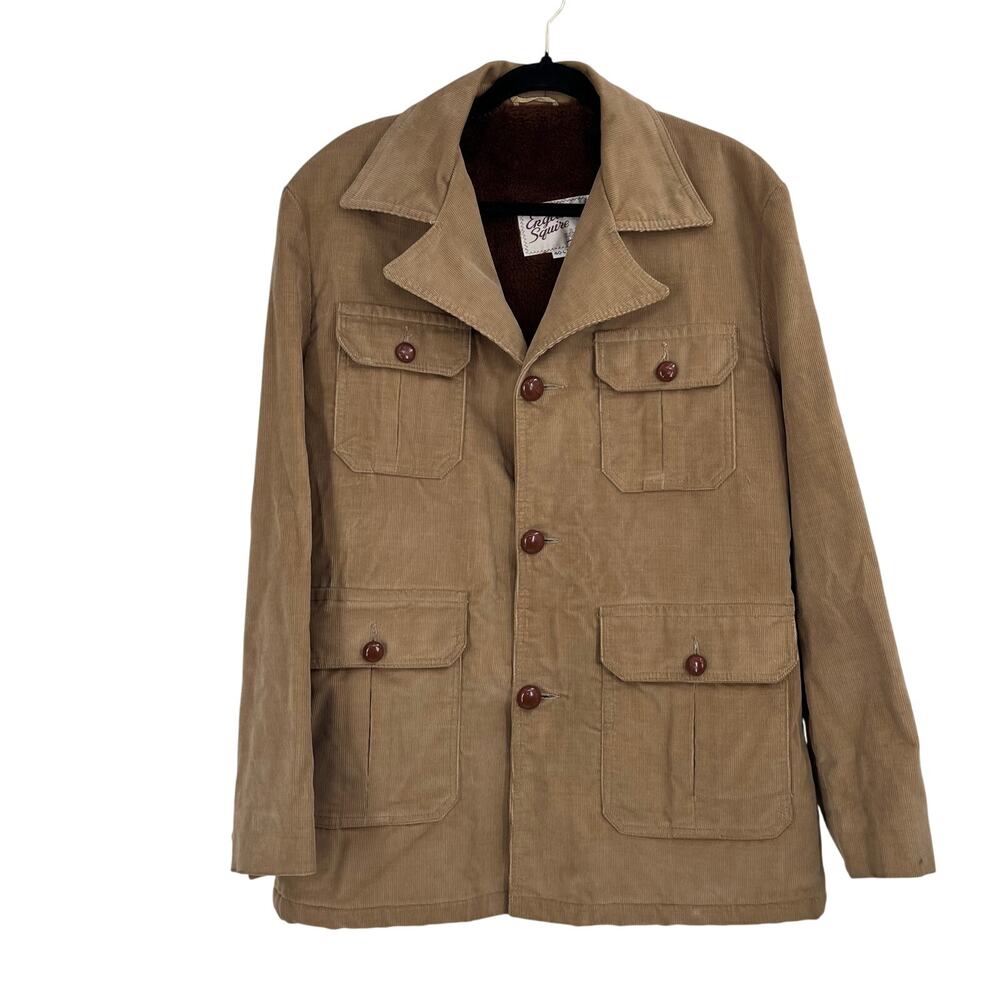 Vintage English Squire Corduroy Sherpa Equestrian Chore Jacket Men’s Size 40L